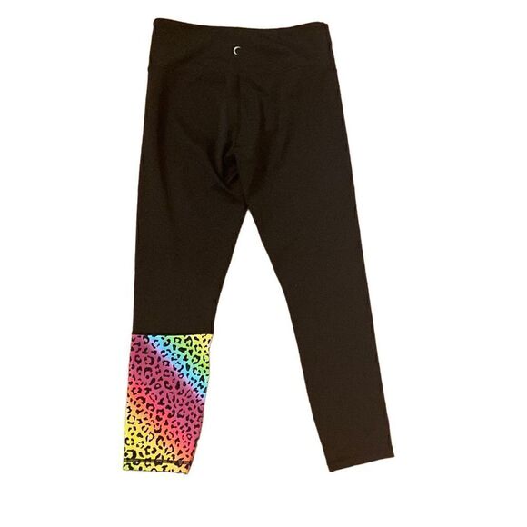 Zyia Active Rainbow Leopard Light n Tight Black Leggings Size 8-10 - Picture 2 of 4